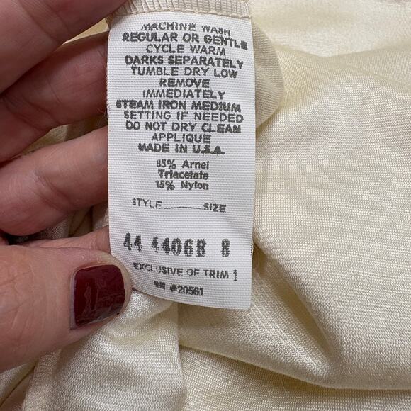 Oscar de la Renta Size 8 Robe Hollywood Regency Velour Fleece Embroidered Cream - Picture 6 of 13